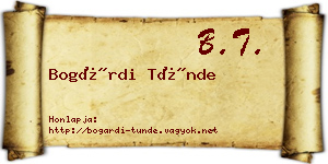 Bogárdi Tünde névjegykártya